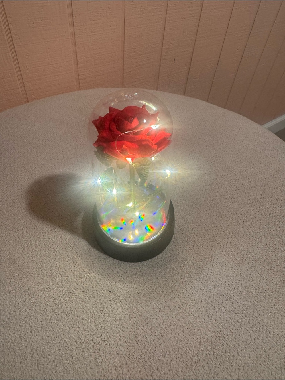 LED Glass Dome Rose Light - Red Bloom